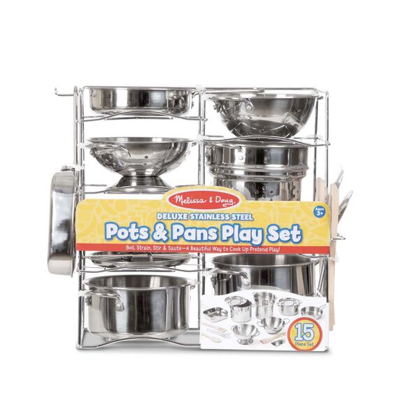 Melissa and doug stainless steel sale pots and pans